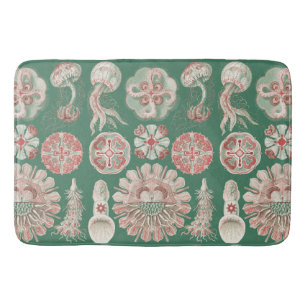 Ernst Haeckel Sea Life Pink Jellyfish Green Poster Bath Mat
