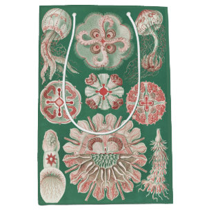 Ernst Haeckel Sea Life Pink Jellyfish Green Poster Medium Gift Bag