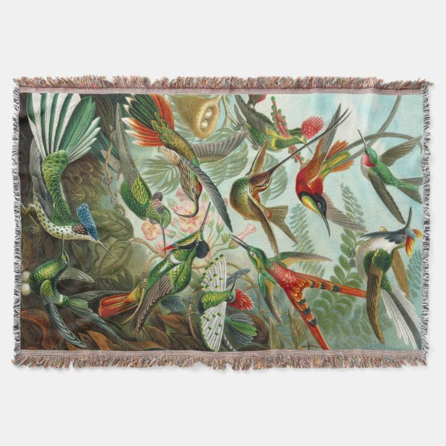Ernst Haeckel's Hummingbirds Throw Blanket (Front)