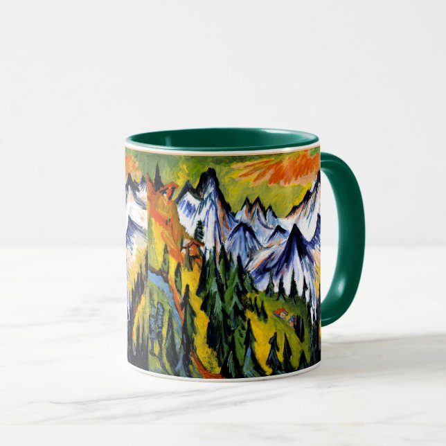 Ernst Kirchner - Berggipfel, famous painting, Mug (Front Right)