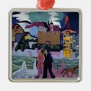 Ernst Ludwig Kirchner- View of Basel and the Rhine Metal Tree Decoration