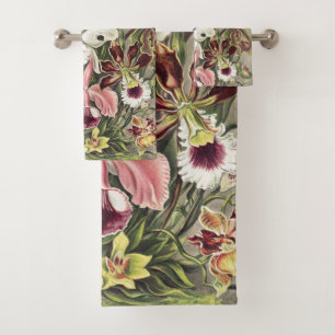 ErnstHaeckel Vintage Botanical Orchid Illustration Bath Towel Set