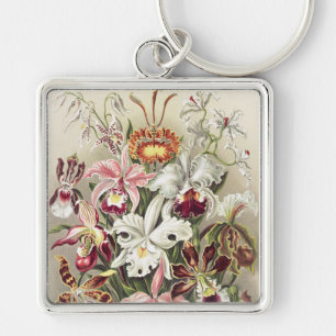 ErnstHaeckel Vintage Botanical Orchid Illustration Key Ring