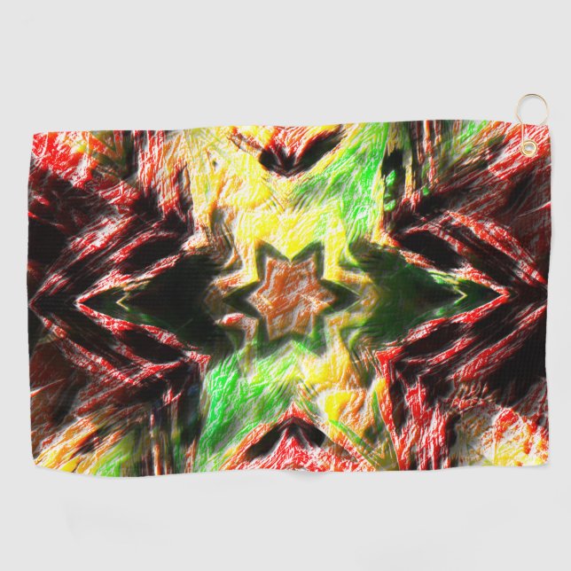 Eroded notch star with virtually worn colouring    golf towel (Horizontal)