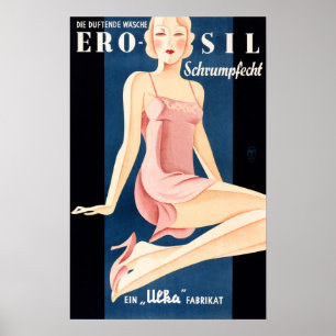 EROSIL WOMAN German Skin Cosmetics Cream Vintage Poster