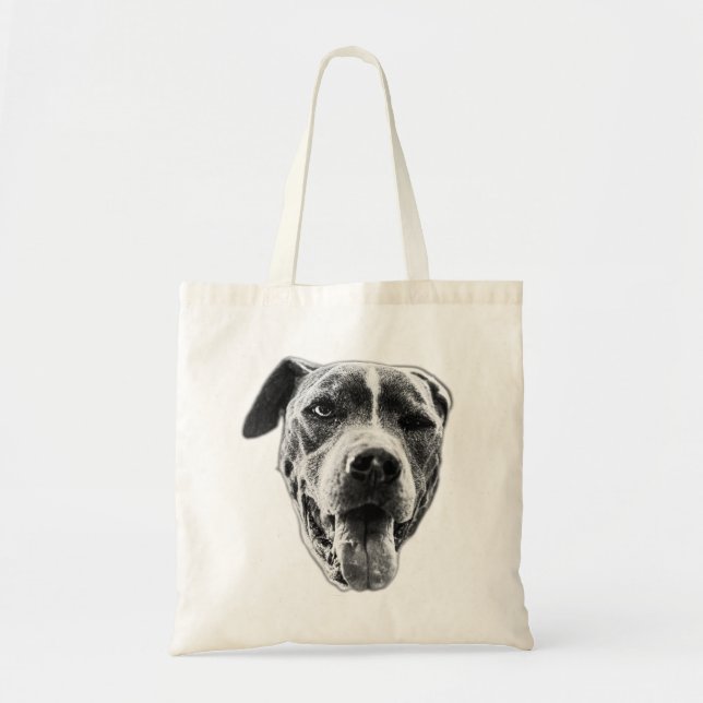 Errand Buddy—Happy Pitbull Mix Tote Bag (Front)