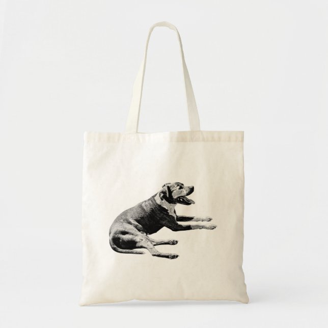 Errand Ease—Lounging Side View Dog Tote Bag (Front)