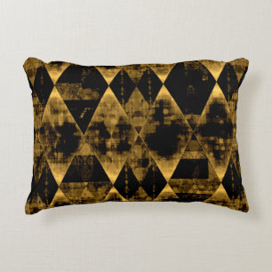 Erratic Gold and Black Diamond Notebook Decorative Cushion