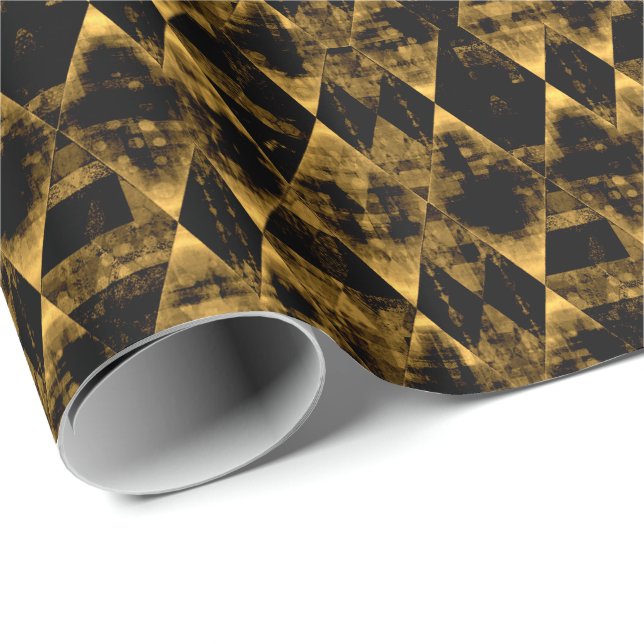 Erratic Gold and Black Diamond Wrapping Paper (Roll Corner)