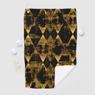 Erratic Gold and Black Diamonds Golf Towel