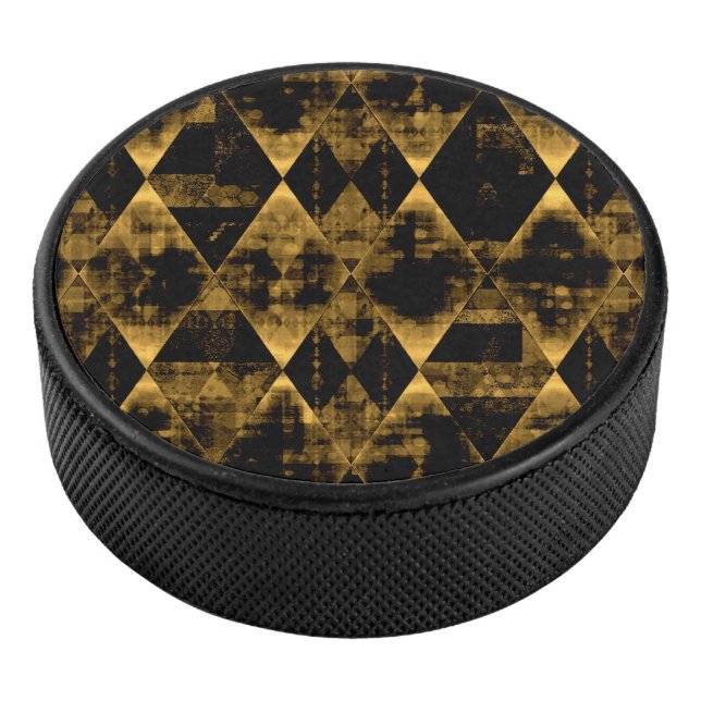 Erratic Gold and Black Diamonds Hockey Puck (3/4)