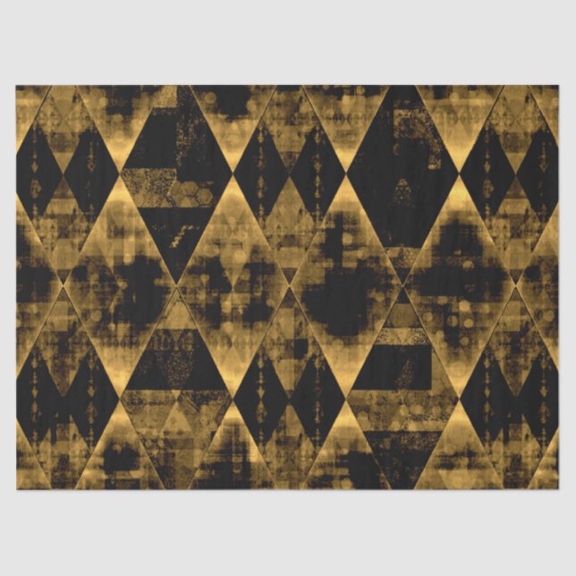 Erratic Gold and Black Diamonds Tissue Paper (Front)