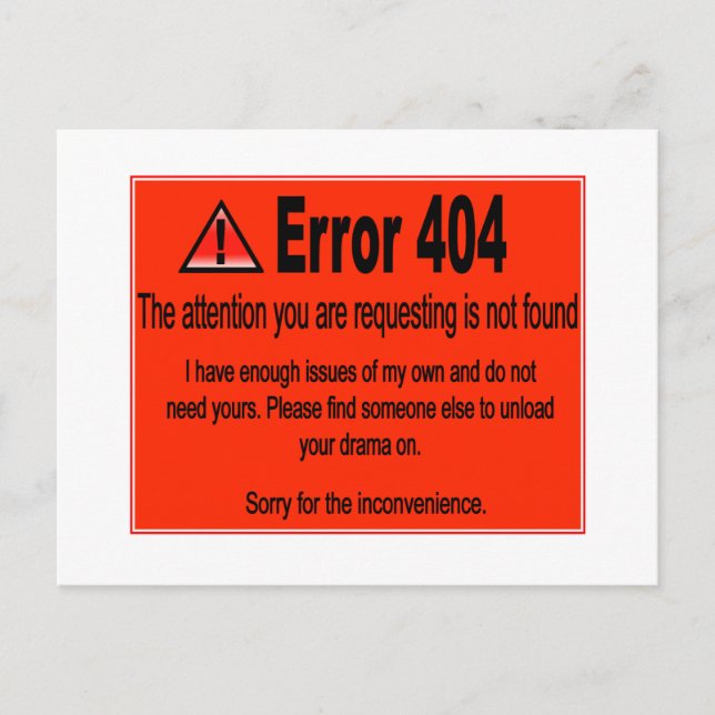 Error 404 postcard (Front)