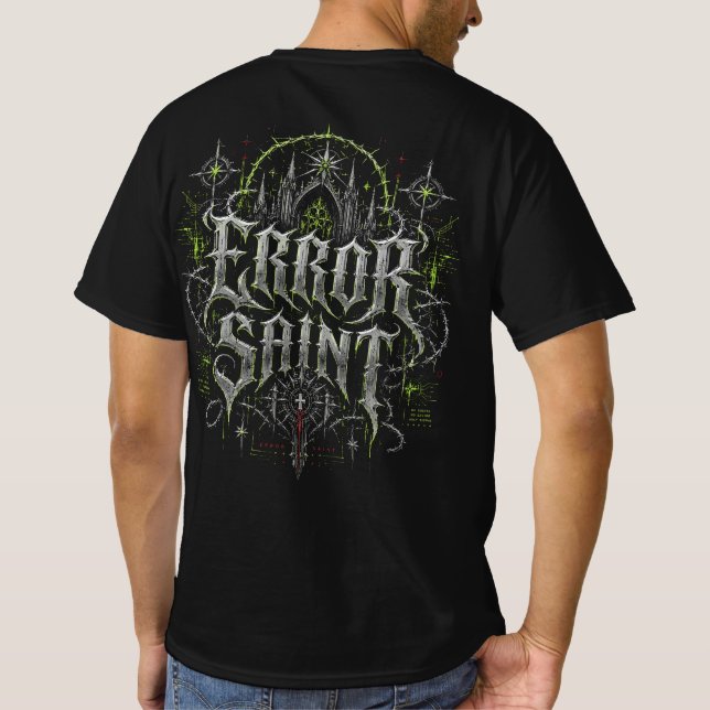 Error Saint Gothic Cyberpunk Front & Back Men's T-Shirt (Back)