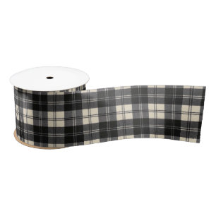 Erskine Black and White Scottish Tartan Satin Ribbon