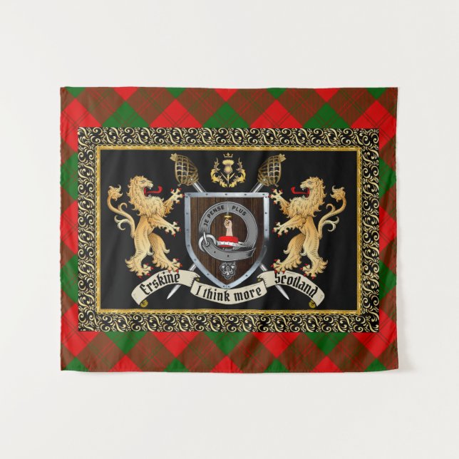 Erskine Clan Badge & Motto w/Lions  Tapestry (Front (Horizontal))