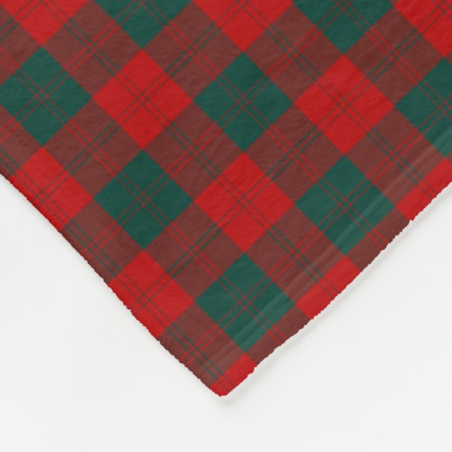 Erskine Clan Red and Green Tartan Fleece Blanket (Corner)