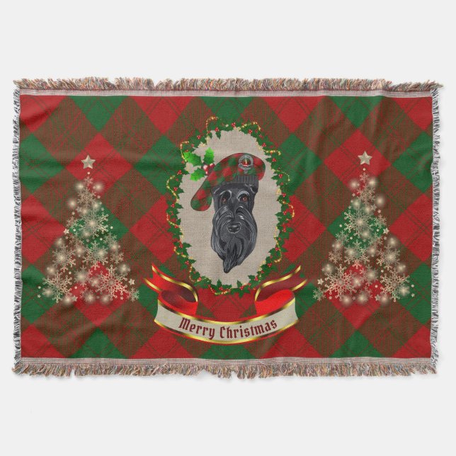 Erskine Scottie Dog Christmas Throw Blanket (Front)