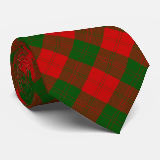 Erskine tartan red green plaid tie (Rolled)