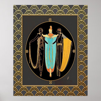 ERTE Art Deco Three Ladies Poster