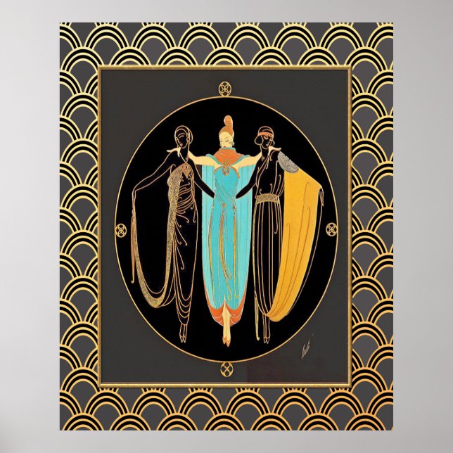 ERTE Art Deco Three Ladies Poster (Front)