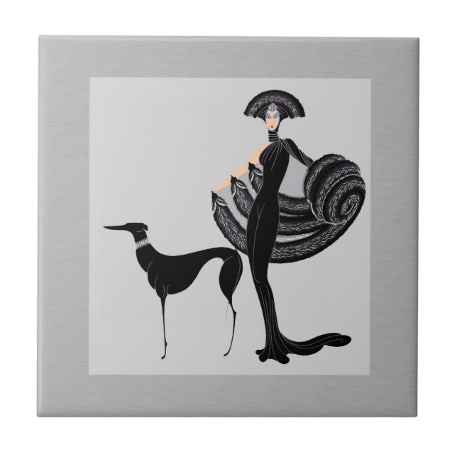 ERTE Lady with Dog Tile (Front)