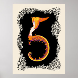 Erté - The Numerals Suite, The Number 5 Poster