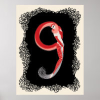 Erté - The Numerals Suite, The Number 9