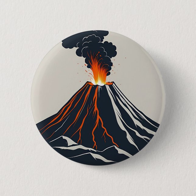 Erupting Volcano Modern Art Illustration 6 Cm Round Badge (Front)