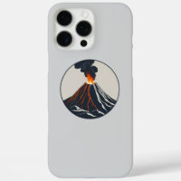Erupting Volcano Modern Art Illustration
