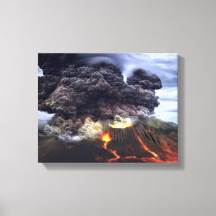 Erupting Volcano on Mountain Canvas Print
