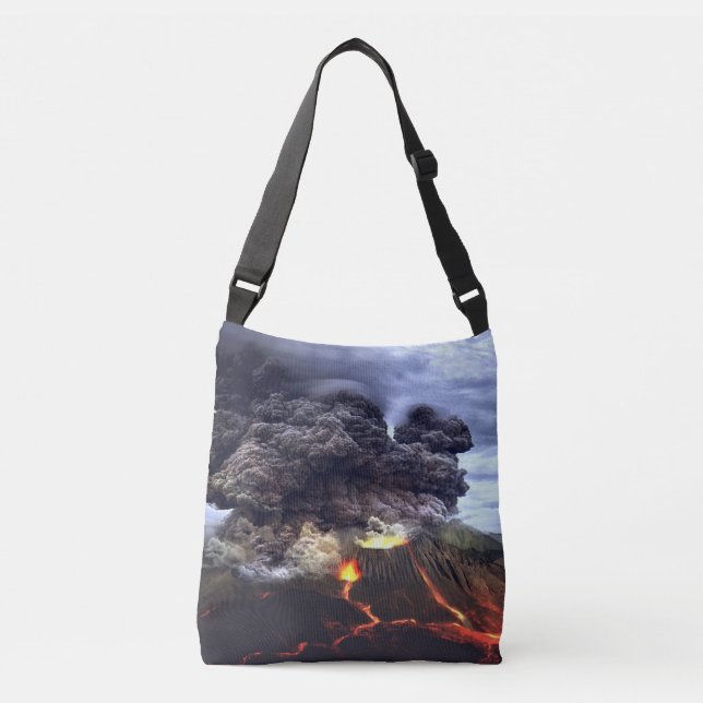 Erupting Volcano on Mountain Crossbody Bag (Front)
