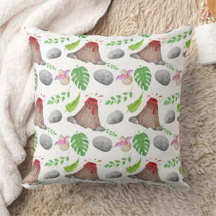 Erupting Volcanoes & Tropical Foliage Pattern Cushion