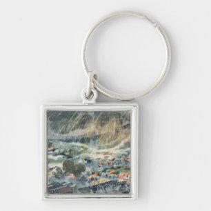 Eruption of a Volcano on Martinique Key Ring