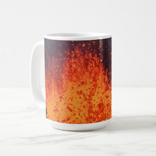 Eruption volcano: fountain lava from crater coffee mug