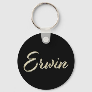 Erwin Name whitegold Button Schlüsselanhänger Key Ring