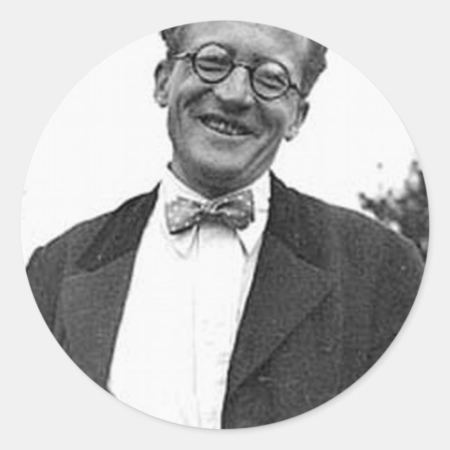 erwin schrodinger classic round sticker (Front)
