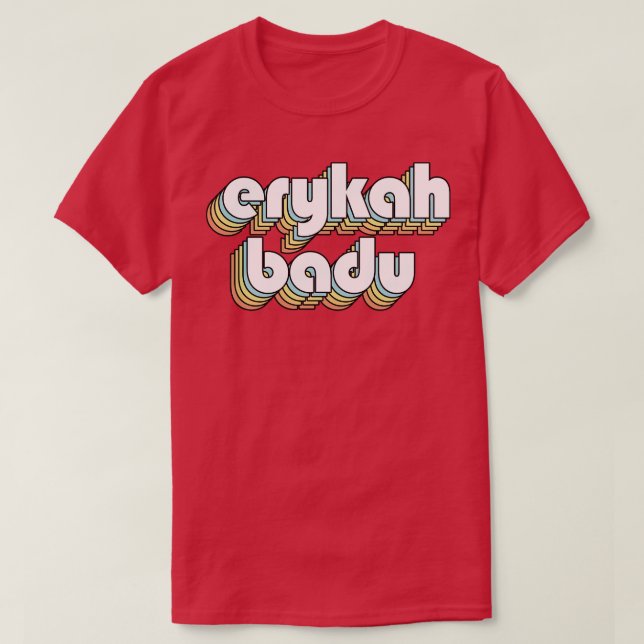 Erykah Badu Retro Rainbow Typography Faded Style T-Shirt (Design Front)