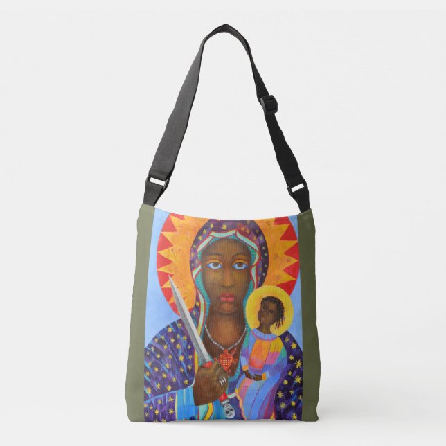Erzulie Dantor Black Madonna Voodoo Lwa Crossbody Bag (Front)