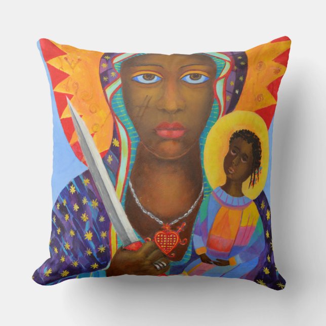 Erzulie Dantor Black Madonna Voodoo New Orleans Cushion (Front)