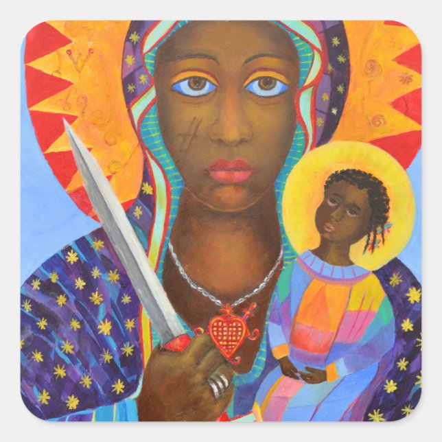 Erzulie Dantor Black Madonna Voodoo New Orleans Square Sticker (Front)