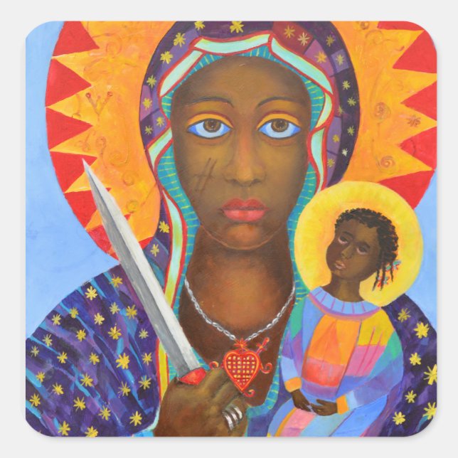 Erzulie Dantor Black Madonna Voodoo New Orleans Square Sticker (Front)