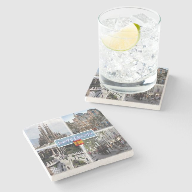 ES Barcelona - Sagrada Familia - Casa Batllo Stone Coaster (Side)