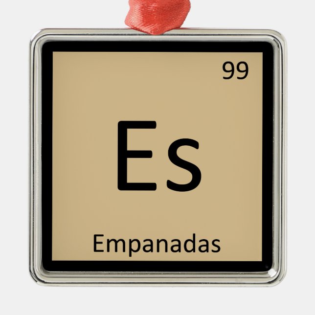 Es - Empanadas Appetizer Chemistry Periodic Table Metal Tree Decoration (Front)