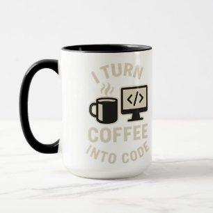 Es gracioso que convierta el café en código mug
