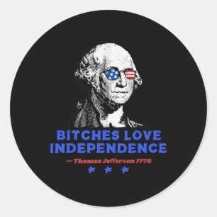 Es Love Independence Funny Founding Fathers 4th Of Classic Round Sticker