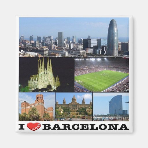 Image of ES - Spain - Barcelona - I Love - Collage Mosaic Magnet