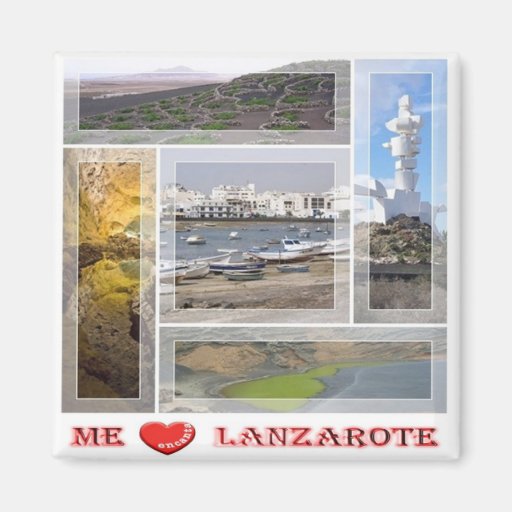 Image of ES - Spain - Lanzarote - I Love - Collage Mosaic Magnet