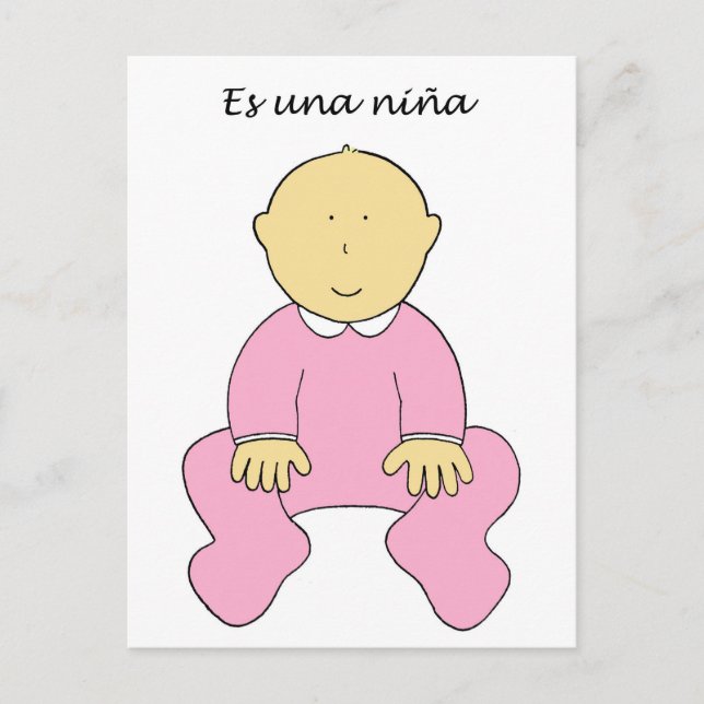 Es una Niña It's a Girl in Spanish Announcement Postcard (Front)