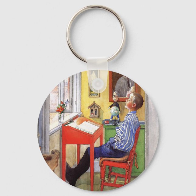 Esbjorn Doing His Homework by Carl Larsson Key Ring (Front)